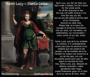 13 de diciembre: Memorial de Santa Lucia - Oración