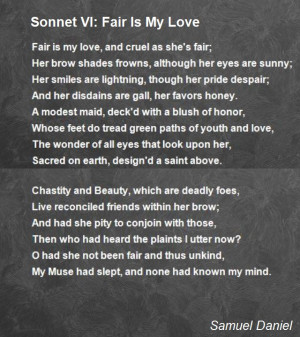 Sonnet VI: Fair Is My Love Poem by Samuel Daniel - Poem Hunter