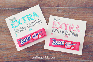 just used double sided tape to affix the gum to the valentine.