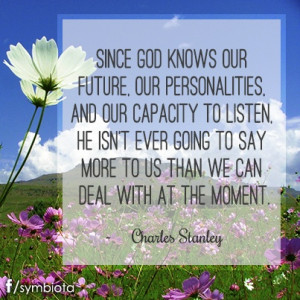 ... SAY MORE TO US THAN WE CAN DEAL WITH AT THE MOMENT. ~Charles Stanley