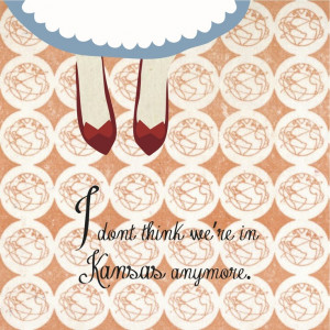 Wizard of Oz' Dorothy in red shoes with vintage wallpaper graphic ...