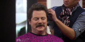 Ron Swanson is mourning Salvatore by having a drink at Tommy's Bistro ...