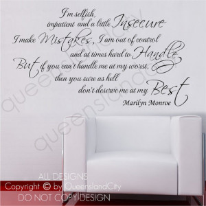 Marilyn Monroe Deserve Me At My Best Life Inspiration Wall Quote Vinyl ...