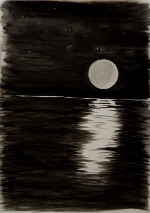 Saatchi Art, Watercolor 2013, Watercolor Ocean, Moon Rise, Online ...