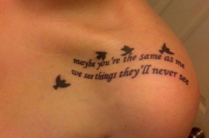 22) Friend Tattoo Quote On Shoulder