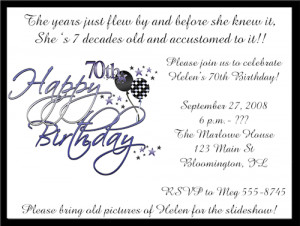 Shop our Store > 70 Birthday Party Invitations