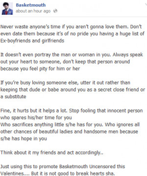 Check Out Basketmouth’s Message To All Lovers Out There. Val At The ...