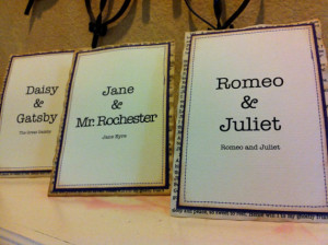 ... Literary Table Signs, Vintage wedding, Vintage Wedding, Romeo and