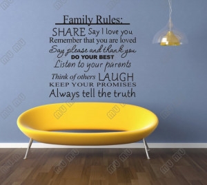 Family Rules: Share, say I love you, do your best... Vinyl wall decals ...
