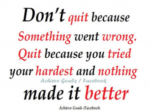 don t quit because something went wrong quit because you tried your ...