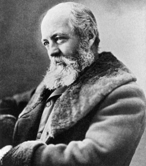 Black and white picture of Frederick Law Olmsted best known for