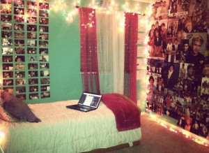 ... inspired, tumblr bedroom, teen bedroom, lights, collage, wall collage