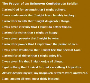 The Prayer Of An Unknown Confederates Soldier.