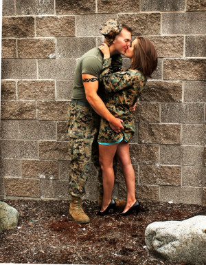 Marine and his girl. So cute! Love how the camo works well with the ...