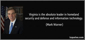 Virginia is the absolute leader in homeland security and defense and ...