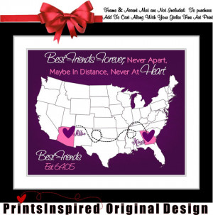 Personalized Best Friend Birthday Gift Long Distance Friendship Map ...