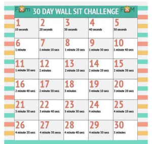 30 day Wall sit (squat) challenge.