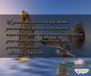 If you wish success in life , make perseverance your bosom friend ...