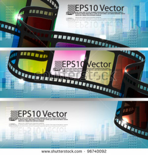 eps10 vector set of abstract banner film strip with building ...