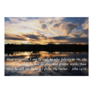 sunrise bible verse encouragement John 14:12 Posters