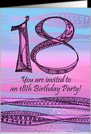 18th Birthday Invitation, doodles and patterns card - Product #944105