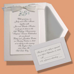 Shown) 25th Wedding Anniversary Invitation with Bow, RSVP Card, and ...