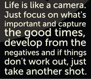 is like a camera. Just focus on what's important and capture the good ...