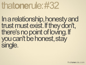 relationship, honesty and trust must exist. If they don't, there's no ...