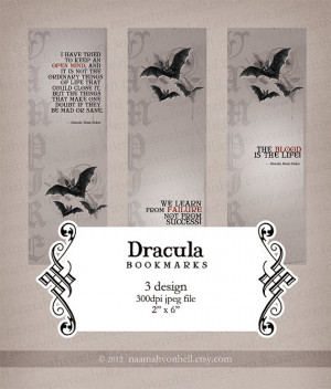 Dracula Bram Stoker Quotes Three Design Bookmarks Printable Digital ...