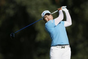 Inbee Park of South Korea tees off on the 16th hole during the third ...