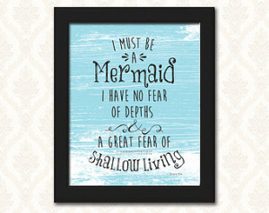 ... mermaid quote typography, digital wall art - Anais Nin Quote - Mermaid