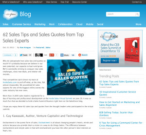 article entitled “62 Sales Tips and Sales Quotes from Top Sales ...
