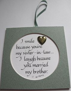 Sister-in-law Present, Bridesmaid Gift, Customize Your Message ...