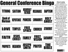 General Conference Bingo (for youth) More
