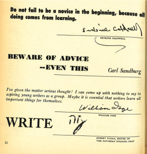 ... writing advice? Harper Lee, John Steinbeck and Carl Sandburg weigh in