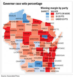 Here is the map of Walker's wins in 2010:
