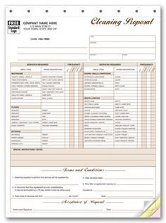 5521; Cleaning Service Proposal form with checklist