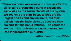 Quote from Giordano Bruno (1584) about the multitude of otherplanets ...