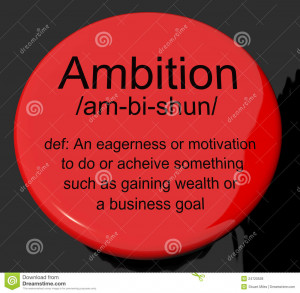 Ambition Definition Button Shows Aspirations Motivation And Drive.
