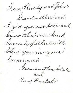 sample condolence letter from church