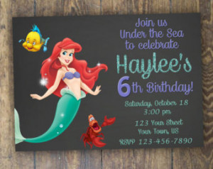 Little Mermaid Invitation Birthday Under the Sea Ariel Invitation ...
