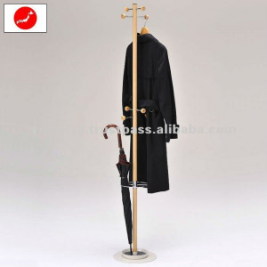 Japanese High Quality Furniture Woodtone Coat Rack with Umbrella Stand
