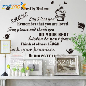 Free Shipping 'Family Rules ' English Quote Vinyl Wall Decals Original ...