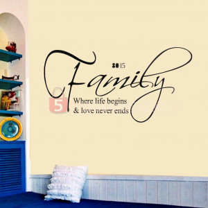 ... Letters Family Love Quote Art Sticker Home Door Wall Decor Decals