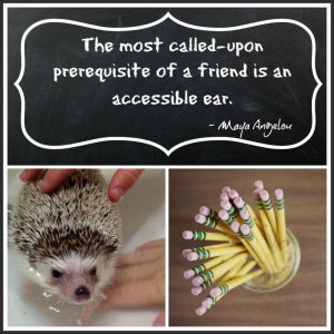 Maya Angelou quote: ear friend hedgehog