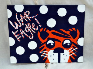Auburn University Painting with mascot and saying 