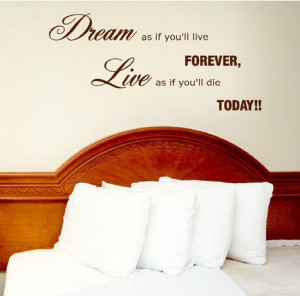 LARGE QUOTE JAMES DEAN LIVE DREAM BEDROOM WALL ART STICKER GRAPHIC ...