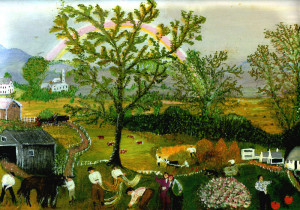 Grandma Moses, Rainbow, 1961, oil painting, Private Collection