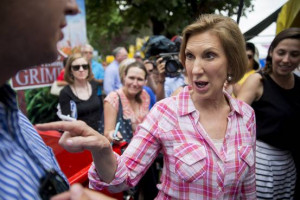 GOP presidential candidate Carly Fiorina speaks at the Iowa State Fair ...