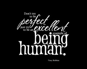 Don't try to be perfect just try to be an excellent example of being ...